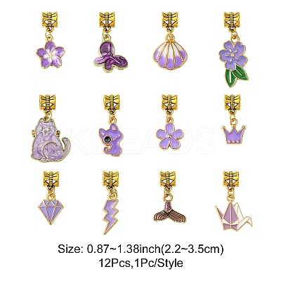 Purple Color Theme Alloy Enamel Pendants PALLOY-FS00010-1
