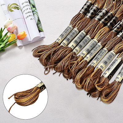 10 Skeins 6-Ply Polyester Embroidery Floss OCOR-CY0002-99F-1