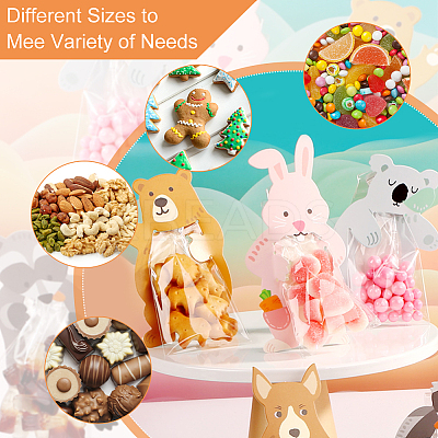 5 Sets 5 Styles Transparent Plastic Cookie Bag ABAG-BC0001-41-1