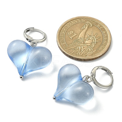 5 Pair 5 Color Acrylic Heart Dangle Leverback Earrings EJEW-TA00254-1