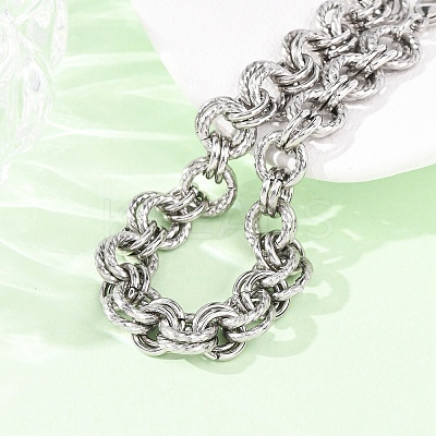 Twisted 304 Stainless Steel Double Ring Link Chains Bracelets for Women BJEW-G780-06P-02-1