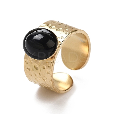 Ion Plating(IP) 304 Stainless Steel Wide Band Open Cuff Rings RJEW-F167-06G-08-1
