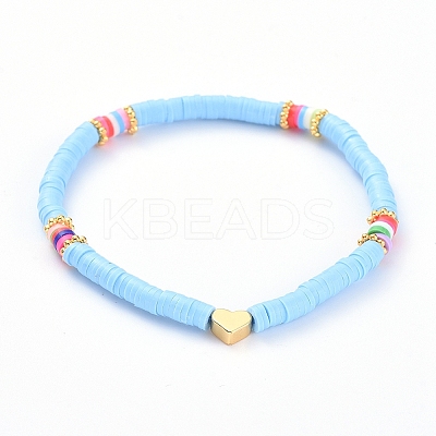 Handmade Polymer Clay Heishi Bead Stretch Bracelets BJEW-JB05077-05-1