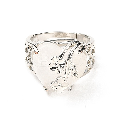 Natural Quartz Crystal Adjustable Rings RJEW-P043-03P-14-1