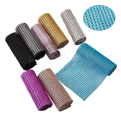 Plastic 24 Rows Rhinestone Mesh Wrap Roll AJEW-TA0001-09-1