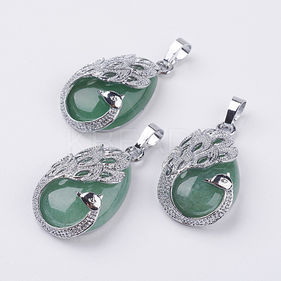 Natural Green Aventurine Pendants X-G-E442-04M-1