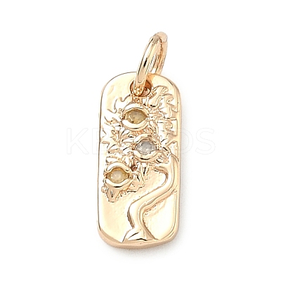 Five Elements Theme Brass Micro Pave Clear Cubic Zirconia Charms KK-F934-02B-G-1