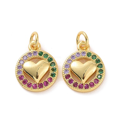 Brass Micro Pave Colorful Cubic Zirconia Charms KK-E068-VF132-1