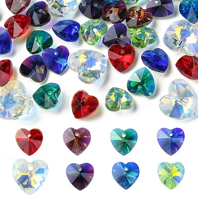 40Pcs 8 Colors Electroplate Glass Charms GGLA-YW0001-16-1
