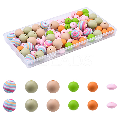 Food Grade Eco-Friendly Silicone Focal Beads SIL-YW0001-72A-1