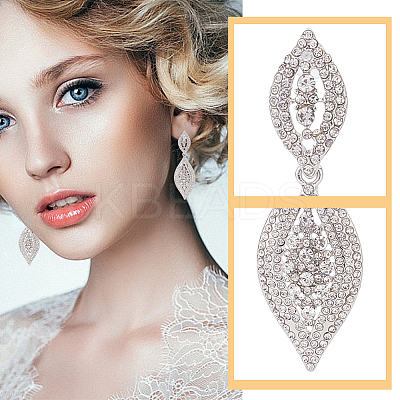 4 Pairs 4 Colors Rhinestone Horse Eye Dangle Stud Earrings EJEW-AN0004-21-1