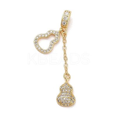 Rack Plating Brass Micro Pave Clear Cubic Zirconia Pendants KK-Z064-14G-1