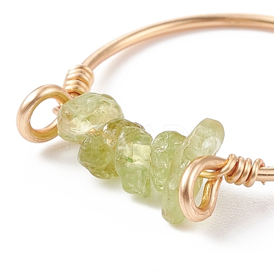 Natural Gemstone Chips Beaded Finger Rings RJEW-JR00512-1