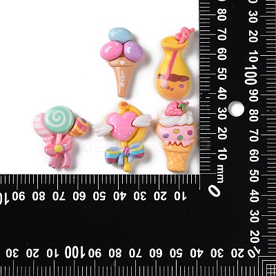 40Pcs 5 Styles Dessert Theme Opaque Resin Cabochons RESI-CJ0003-03-1