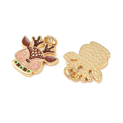 Christmas Brass Enamel Pendants KK-L255-17G-04-1