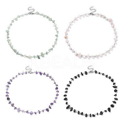 Natural Mixed Gemstone Chips Beaded Necklace NJEW-JN04311-1