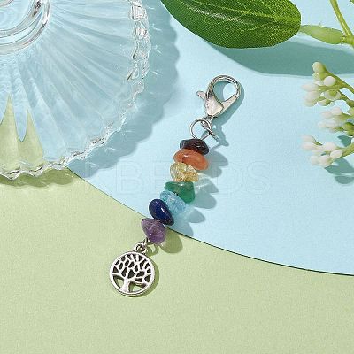 Tibetan Style Alloy Tree of Life Pendant Decorations HJEW-JM01748-1