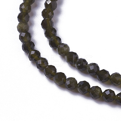 Natural Golden Sheen Obsidian Beads Strands G-F596-17-3mm-1