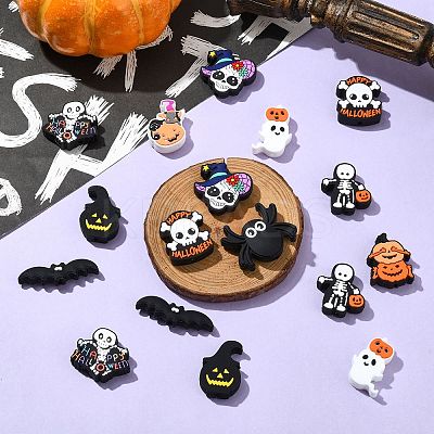 20Pcs 10 Styles Halloween Themed Food Grade Eco-Friendly Silicone Focal Beads SIL-CJ0002-54-1