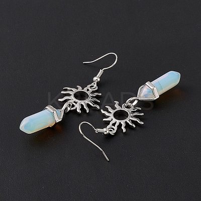 Opalite Bullet with Sun Dangle Earrings EJEW-I276-01P-17-1