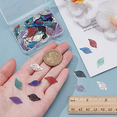 120Pcs 6 Colors 430 Stainless Steel Etched Metal Embellishments Pendants STAS-WR0001-44-1