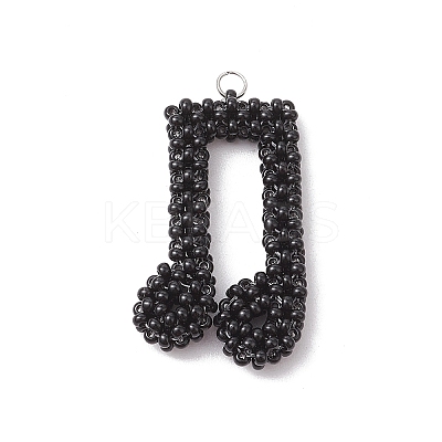 Glass Seed Beaded Musical Note Pendants PALLOY-MZ00569-1