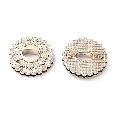 Flat Round Zinc Alloy with Rhinestones Bag Twist Lock Clasps PALLOY-A068-03P-1
