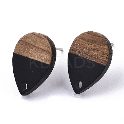 Resin & Walnut Wood Stud Earring Findings X-MAK-N032-002A-B01-1