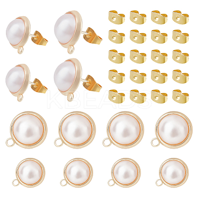 16Pcs 2 Size Brass Stud Earring Findings KK-AR0002-64-1