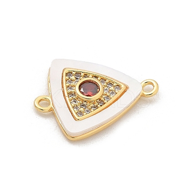 Brass Micro Pave Clear Cubic Zirconia & Shell Connector Charms KK-M303-03G-10-1