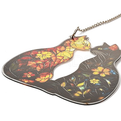 Stained Acrylic & Iron Suncatchers HJEW-F022-01C-1
