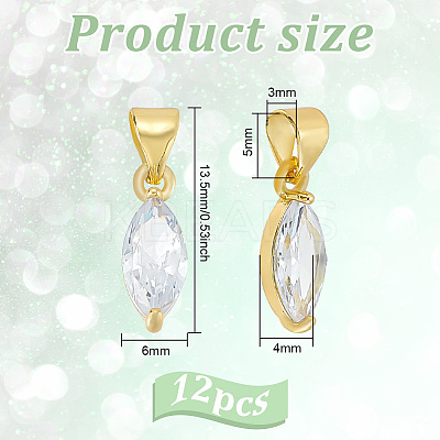 12PCS Brass Cubic Zirconia Charms KK-BC0012-84-1