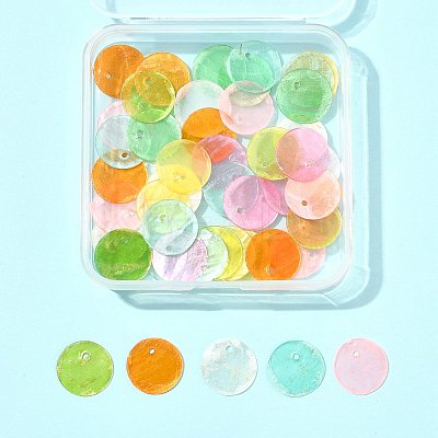 56Pcs 8 Colors Spray Painted Natural Capiz Shell Disc Charms BSHE-FS0001-10-1