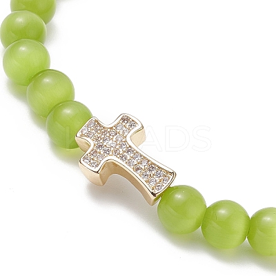 Glass Cat Eye Beaded Bracelets BJEW-JB09368-1