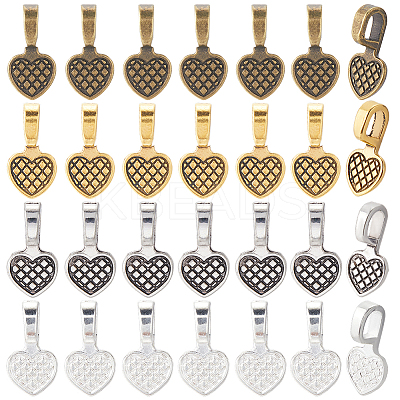 200Pcs 4 Colors Tibetan Style Alloy Glue-on Flat Pad Bails FIND-SP0001-84-1