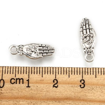 Tibetan Style Palm with Lotus Flower Alloy Pendants KK-P015-03AS-1-1