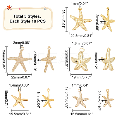 50Pcs 5 Style Iron & Alloy & Brass Pendants FIND-PH0005-62-1