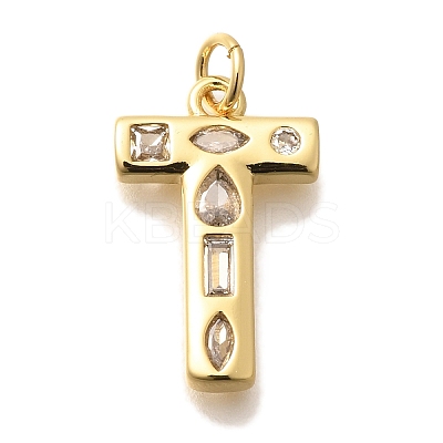 Brass Micro Pave Clear Cubic Zirconia Pendants KK-G521-01G-T-1