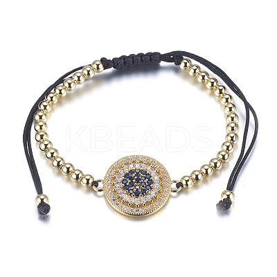 Adjustable Brass Braided Beaded Bracelets BJEW-F282-29G-RS-1