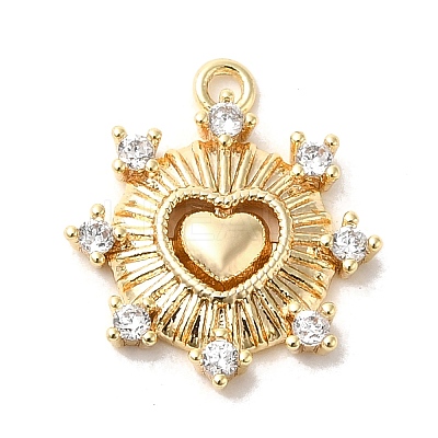 Brass Micro Pave Cubic Zirconia Charms KK-D091-01G-1