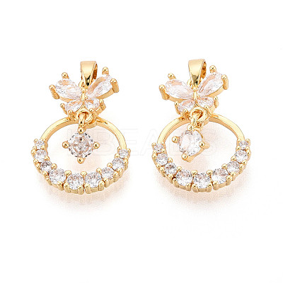 Brass Micro Pave Cubic Zirconia Pendants KK-N272-09G-1