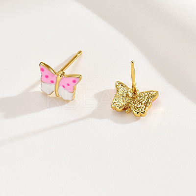 Elegant Brass Butterfly Stud Earrings EJ7103-1