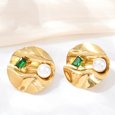 304 Stainless Steel Cubic Zirconia Stud Earrings EJEW-Z110-03G-03-1