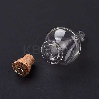 Teardrop Glass Cork Bottle Pendants AJEW-A041-01D-1