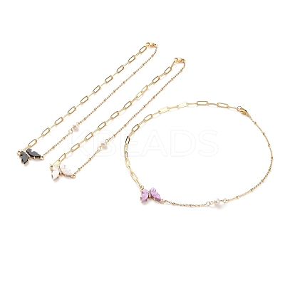Brass Micro Pave Cubic Zirconia Butterfly Pendant Necklaces NJEW-JN03239-1