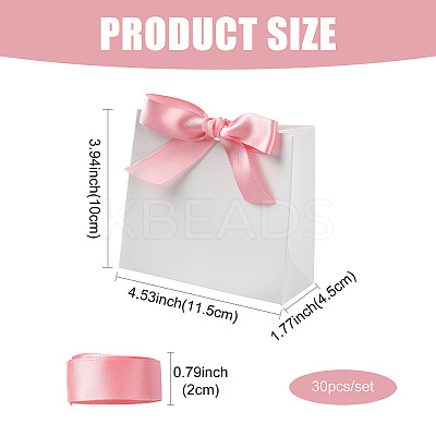 White Cardboard Paper Wedding Candy Boxes with Ribbon CON-FZC0002-002C-1