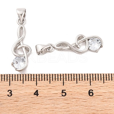 Musical Note Real Platinum Plated Brass Cubic Zirconia Pendants ZIRC-R014-09-1