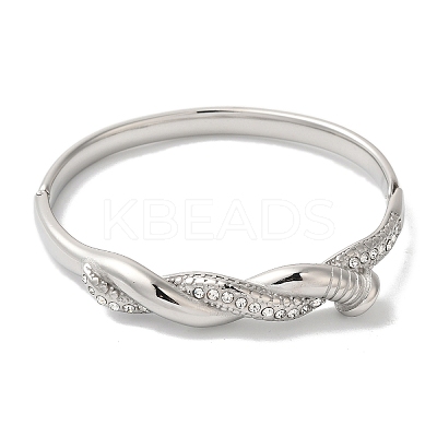 Stainless Steel Crystal Rhinestone Twist Hinged Bangles for Women BJEW-G719-15P-1