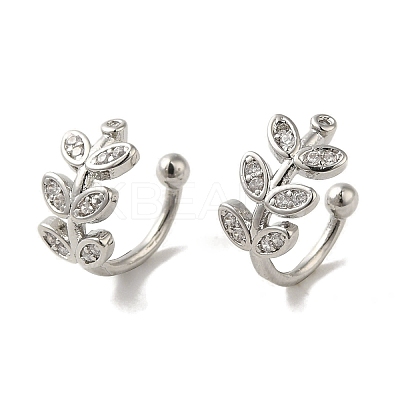 Rack Plating Brass Micro Pave Cubic Zirconia Cuff Earrings EJEW-R162-46P-1