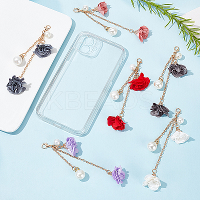 6Pcs 6 Colors Iron Phone Hanging Pendant Decoration AJEW-WR0001-49-1